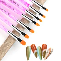 7pcs/lot Nail Art Brush Pens Flat Head Nail Brushes UV Gel Fingernail Polish Painting Drawing Brushes set Manicure Tools Kit