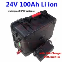 GTL 24V 100Ah Lithium ion battery BMS 3S with voltage percentage display for 2500W 2000W fishing boat trolling motor +10A Charger