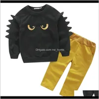 아기 출산 드롭 배달 2021 아기 공룡 스웨터 바지 긴 Tshirt 소년 의류 아이들 Abbigliamento Bambini Maglietta Del Manicot