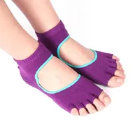 Skarpety sportowe Bud Silk Yarn Gaza Solid Color Yoga Pilates Anti-Swid Sock Otwarte palce Pięć palców Fitness Siłownia Akcesoria