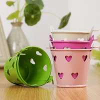 Avebien 10st Hollow Love Mini Iron Bucket Candy Box Plant Potted Tin Barrel Baby Shower Birthday Party Wedding Favors Gifts Box Y0305