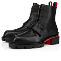Boot de tobillo de invierno nuestro georges b alto rojo trasero bota brotfskin grano de cuero dedo redondo toe negro final de goma de moda