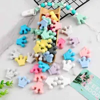 10pcs Big Crown Silicone Beads Baby Teething Toys Food Grade Diy Pacifier Chain Pendant Accessories Chewable Teethers