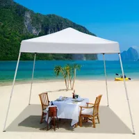 WACO 10X10 'المنبثقة المنبثقة مظلة الساق مظلة، قابلة للطي خيمة الظل المحمولة العريشة لحضور حفل زفاف حفل زفاف تجاري، أشعة الشمس للماء الثقيلة - أبيض