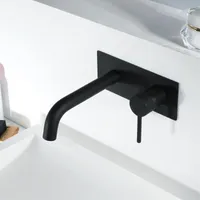 Bathroom Sink Faucets Black Concealed Lavatory Faucet Wall-mounted Copper Washbasin And Cold Factory Direct HI02021-21