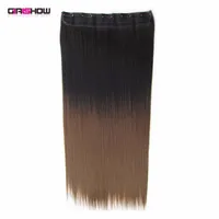Parrucche sintetiche Girlshow clip in su dip Dye Ombre Capelli Two Tone Straight Slice Capelli 36 tipi di colori, 130g, 60 cm 1pc