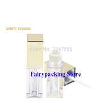 3.5ML Square Clear Plastic Lip Gloss Tube With Gold Cap, Professional Beauty Paint Bottle, Empty Liquid Lipstick Container Storage Bottles &