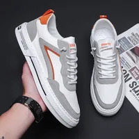 Sommer Herrenschuhe Koreanische Stil Freizeit Trendy Sneakers Student Low-Top Flache Höhe Erhöhung Einlegesohle Vielseitige Sportleinwand Weiße Schuhe