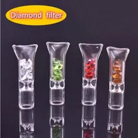 new design Mini Glass Filter Tips for Dry Herb Tobacco Rolling Papers with diamond Cigarette Holder Pyrex Colorful Glass Smoking Pipes