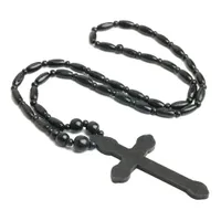 Ювелирные изделия ручной работы оптом натуральные деревянные бусины крест бусины ожерелье хип-хоп Хараджуку темный панк-религиозное деревянное ожерелье