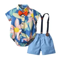 Clothing Sets 2021 Boy Summer Gentleman Birthday Suits Baby Short Sleeve Shirt Jumpsuit Overalls Ropa De Bebé Infant Toddler Set