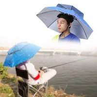 Utomhushattar Portable Rain Paraply Hat Foldbar Pesca Sun Shade Waterproof Camping Fishing Headwear Cap Cappello DA #T2G
