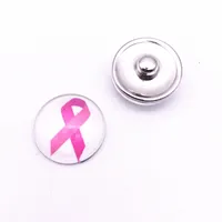 Sensibilisation au cancer du sein Ruban rose 18mm Charmes de verre Fit Diy Snap Bouton Bouton Bracelet Collier Bijoux 20pcs