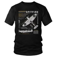 الرجال القمصان خمر supermarine spitfire 1 تي شيرت الرجال القطن المحملة قصيرة الأكمام مقاتلة طائرة الحرب الطيار الطائرات طائرة تي شيرت