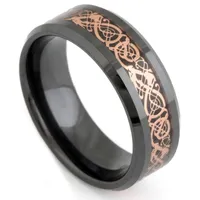 8mm Black Ceramic Gold Dragon Ring Men Women&#039;s Accessories Finger Fashion Jewelry Promise Wedding Engagement Bague Ceramique Cluster Rings