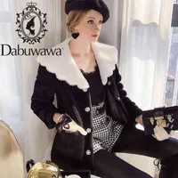 DABUWAWA Elegante spessa calda inverno cappotto di pecore cappotto donna giuridica colletto singolo petto a contrasto colore pelliccia cappotto femminile DT1DFR021 210520