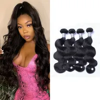 Cambodian Human Hair Body Wave Weaves 3/4 Bundles Natural Color Non Remy Extensions 8-26 inch