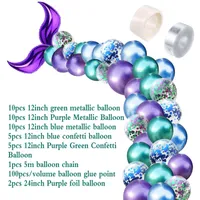 Dekoracje ślubne 42 sztuk Mermaid Tail Balloon Arch Set 12 cali lateksowe Metalowe konfetti Balloon na urodziny Baby Shower Decor