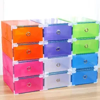 Clothing & Wardrobe Storage 20PCS Crate Clear Drawer Shoe Boxes Stackable Foldable Shoes Case Home Thicken Shoebox With Metal