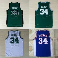 Vintage 34 Pierce Jersey Yeşil Beyaz Dikişli Kolej 34 Pierce Basketbol Formaları Dikişli