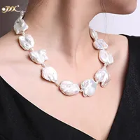 JYX прекрасный белый пресноводный культивированный барокко жемчужное ожерелье вечеринка свадебные еврейки подарок AAA 16-20 "328 жемчужное ожерелье