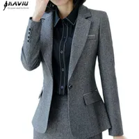 Naviu 우아한 패션 여성 블레이저 및 재킷 사무실 숙녀 공식 외부 마모 플러스 사이즈 탑 210604