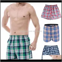 Shorts Mens Clothing Apparel Drop Delivery 2021 Summer Men Plaid Print Elastic Waistband Loose Boxers Beach Home Short Pants Lsgx# Fzdac