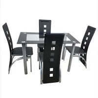 4 adet Yüksek Dereceli PVC Deri Rahat Yemek Odası Mobilya Sandalyeleri Siyah Mutfak Assesories Tabures Masası