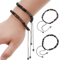 Charm armband roliga inspirerande kvinnor justerbar morskod obsidian träpärlor armband hemligt meddelande vävda gåvor rodn22