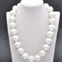 Enorm 20 mm äkta South White Sea Shell Pearl Round Beads Halsband 18 270A