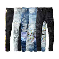 Designer Mens Jeans Fansi Vollection Menswear Fashion Autumn Embroidered Micro Elastic