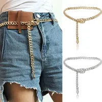 Cinture signore semplici fili cintura a catena di moda personalità punk in metallo in metallo in argento oro lungo con fibbia con fibbia jeans accessori in cintura