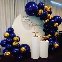 85st Navy Blue Balloons Garland Arch Kit Chrome Gold Sequin Ballon för Baby Shower Wedding Birthday Party Decor Globos 220321