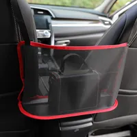 Car Organizer Net Pocket Handväska Hållare Mellan Sittplatser Purse Plånbok Storage Mesh Bags Tidy Trunk Bag