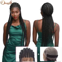 Costume Accessories Synthetic Full Head Lace Braided Wigs 38inch Afro Cornrow Box Braids Wig With Baby Hair Ombre Lace Hair Wig For Women