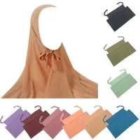 Non-Slip Plain Bubble Chiffon Instant Hijab Scarf with Bandage Muslim Women Tie back Shawl Turban Breathable Islamic Headwrap