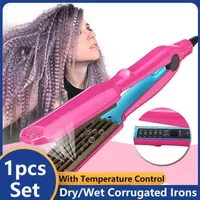 NXY Curling Irons Professional Hair Crimper Rättare Curler Dry Wet Corrugated Irons Ceramic Curling Iron With Temperatur Control Waving Tool 220613
