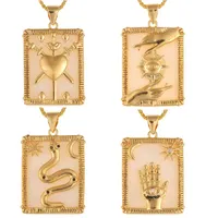 Pendant Necklaces Hip Hop Tarot Cards Esotericism Square Star Moon Snake Hand Shape Choker Fashion Luxurious Gold Color Jewelry On Neck