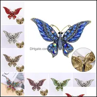 Pins Brooches Jewelry Insect Butterfly Brooch Fashion Rhinestone Crystal Lapel Pin Scarf Buckle Badge Luxry For Women Accessories 2439 T2 D