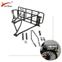 Adjustable 20&quot; 26&quot; 700C Bike Luggage Rack Black Double Layer EBike Electric Bicycle Battery Rear Carrier Cargo Fit 20-29259W