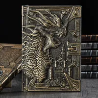 Anteckningar 3D tredimensionella Dragon A5 Notebook European Retro förtjockad PU präglade anteckningsblock Dagbok Business Presentkontor