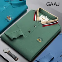 GAAJ Mens Polo Luxury Brand Style Stripe 100% Cotton Embroidery Long Sleeves Blouses Shirts Beach Wear Polos Man Social Shirt 220606