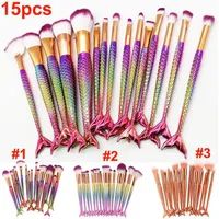 NEW 15pcs set Makeup Brushes Mermaid Brush 3D Colorful Professional Make Up Brushes Foundation Blush Cosmetic Brush kit Tool 240r
