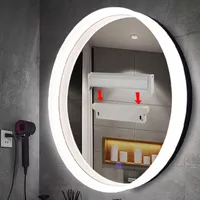 indoor lighting acrylic round mirror light for bathroom with patented power supply bar eazy installation