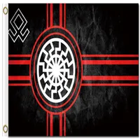 Dijital baskı özel 3x5ft siyah güneş bayrağı 90x150cm polyester kolovrat slav sembolü güneş tekerleği svarog gündönümü runes banner238c