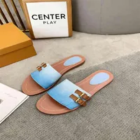 Slippers Designer Paris Luxury Metal Letters Sandals flip flops for Women Dress Shoes Fashion Genuine Leather Sexy Open Toe High H304N