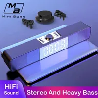 Mini Born Kablosuz Bluetooth Hoparlör Multimedya Hoparlörleri Çift Çalar Saat Ayna Ekran TV Ses Ev Sineması Sour Sound Bar F274V
