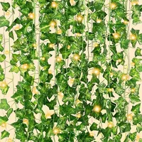Flores decorativas grinaldas cm uva artificial videiras verde folhagem hivy pendurada plantas de trepadeira de folha decoração de jardim decoração de banquete de casamento decoração
