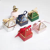 Paper Gift Box Gem Tower Candy Box with Ribbon Bead Wedding Favor Decoration Baby Shower Packaging Event & Party Supplies 220627