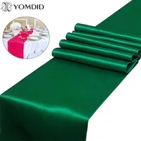 1 stks Solid Color Satin Runner Quality Cover for Home Wedding Banquet Festival Party Catering El Table Decoration 220711
